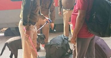 Railway Protection Force personnel checked with dog squad