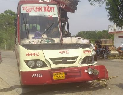 Roadways bus collides with tractor-trolley, 12 passengers injured